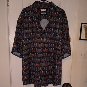 Marvel | Men's Casual Button Down Shirt - Multicolor Superhero Print
